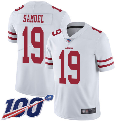 San Francisco 49ers Limited White Men Deebo Samuel Road NFL Jersey #19 100th Season Vapor Untouchable->women nfl jersey->Women Jersey